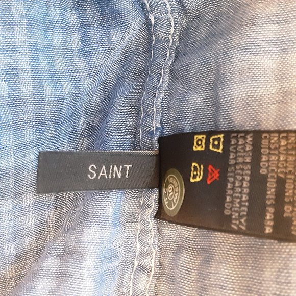 Hudson's Men's New! Saint Blue & White Checked Short Sleeve Button Shirt, Sm - Picture 16 of 16